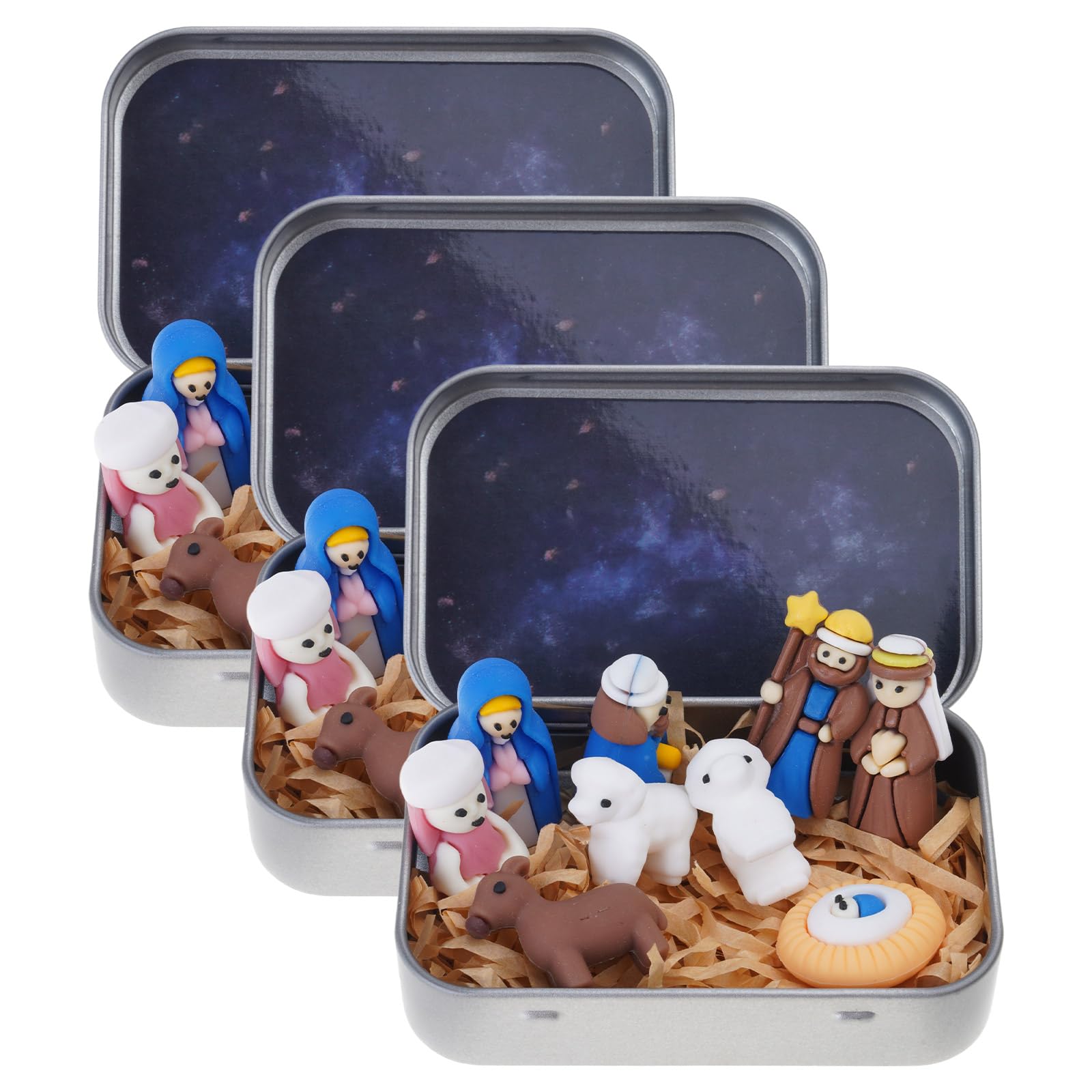 Xjdzineq Portable Christmas Nativity Ornament PVC Craft for Shelf or Travel Decoration Bethlehem Scene Religious