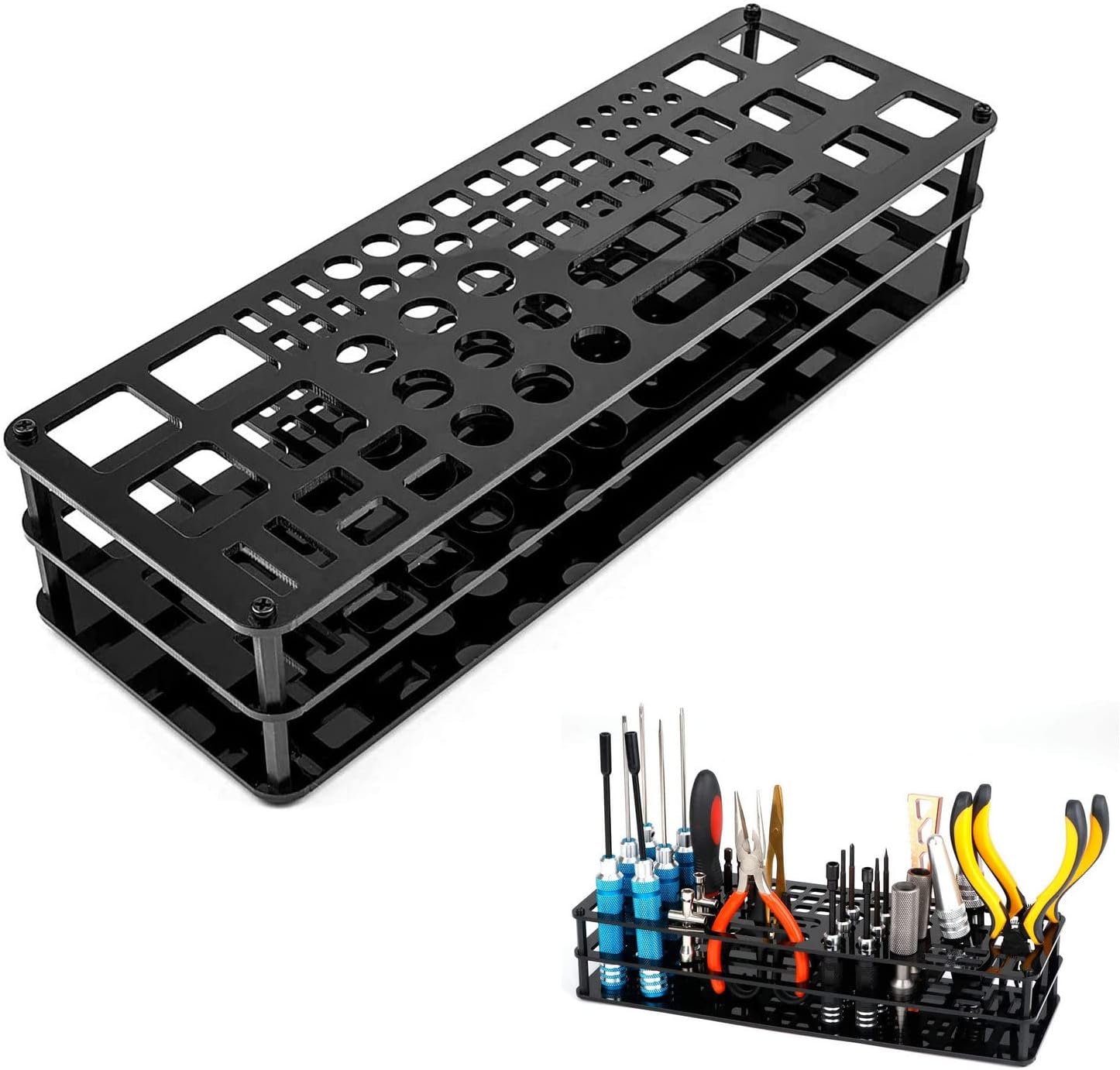 63 Holes Screwdriver Storage Rack, Organizers, Portable Tool Box, Workshop Tools Tray, Tweezer Brushes Pens