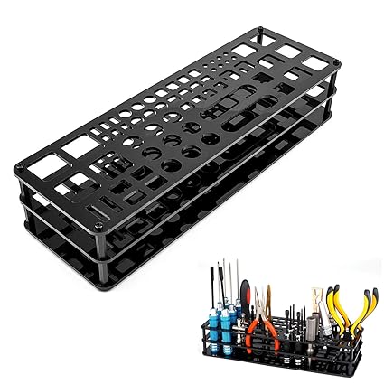 JOYABEST 63 Holes Screwdriver Storage Rack,ScrewdriverOrganizers,Portable Tool Box,for Workshop Tools Tray Screwdriver Tweezer Brushes Pens