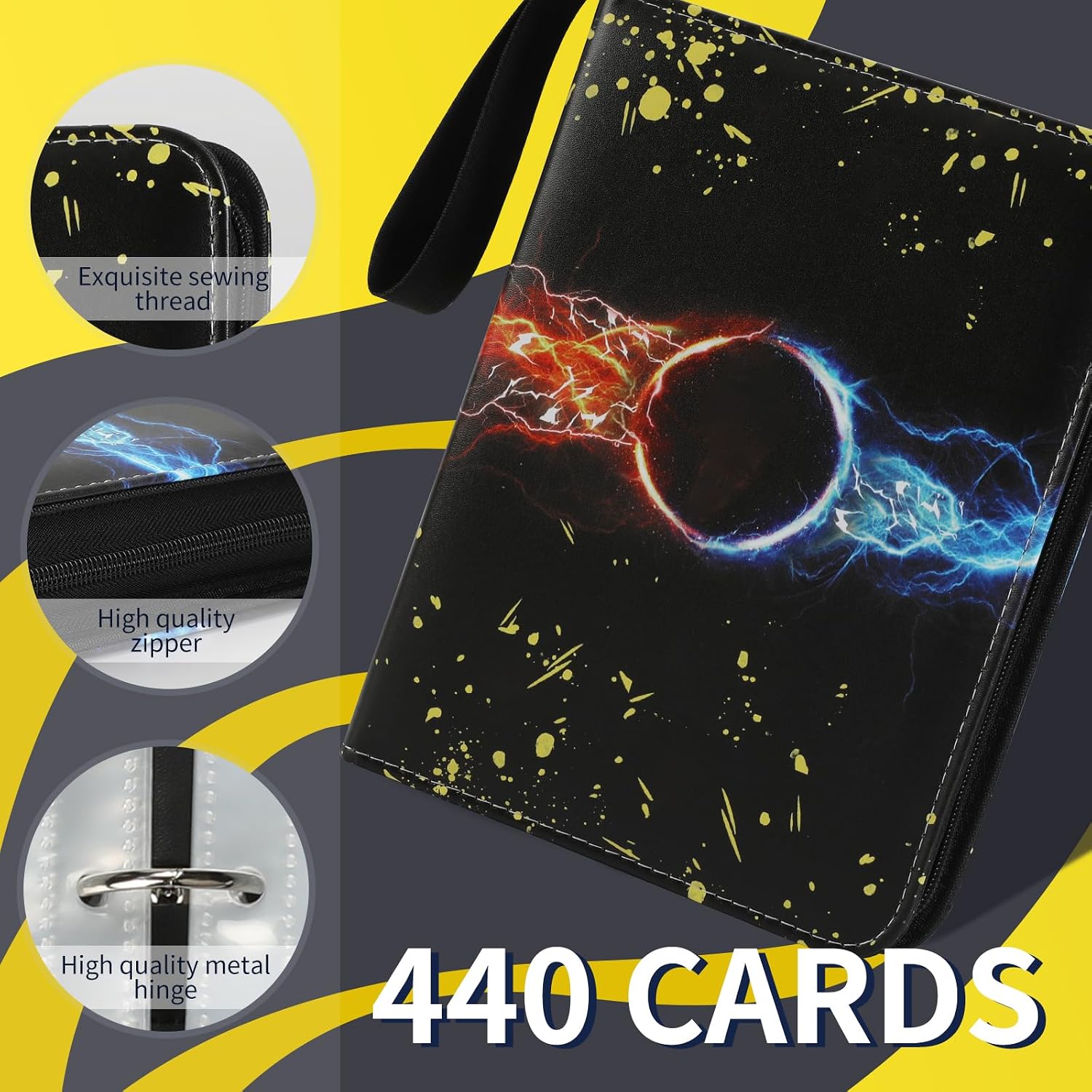 ANOVEL Card Binder for Trading Cards, 440 Pockets TCG Trading Card Binder 4 Pocket Card Holder Album Case with 55 Removable Sleeves,Gifts for Kids Children