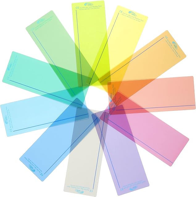 The Original Plain Window Reading Ruler Overlays - Multi-Colour (Pack of 10) by Crossbow Education UK- Dyslexia Aids and Visual Stress Specialists