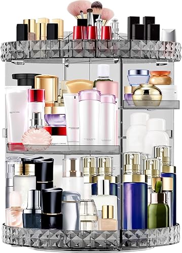 MISERWE Organizador de maquillaje giratorio de 360 grados, 7 capas ajustables, organizador de cosméticos de gran capacidad, organizador de