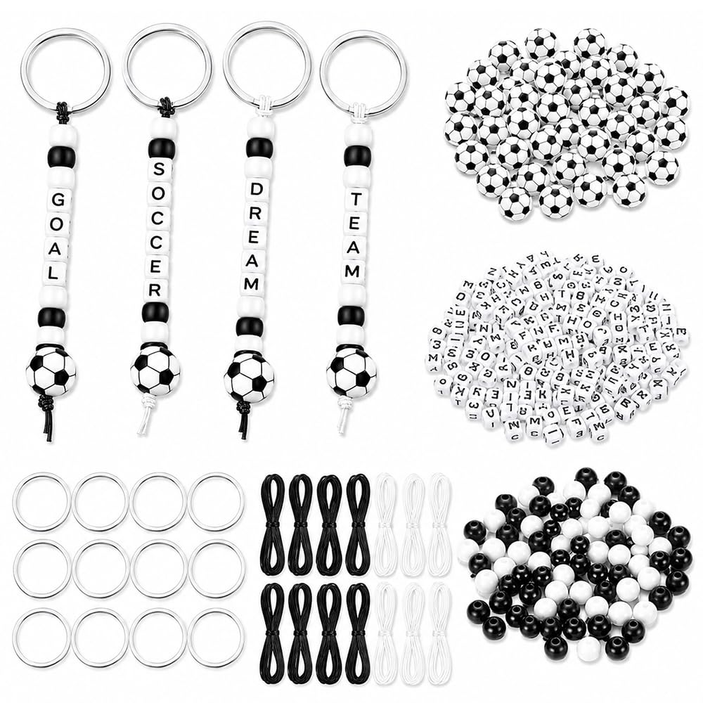 556-Piece Football Keyring Making Kit, Bead Phone Charm & Bracelet Set