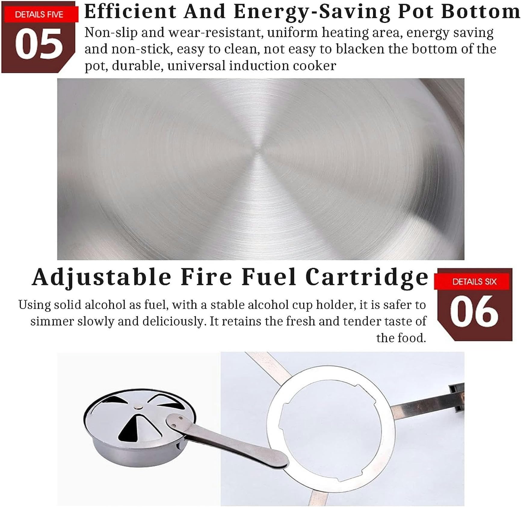 Chafing Dish rotondo di dimensioni standard, set di contenitori riscaldanti per buffet in acciaio inossidabile, con teglia per alimenti, coperchio e contenitore per combustibile, per catering, feste e