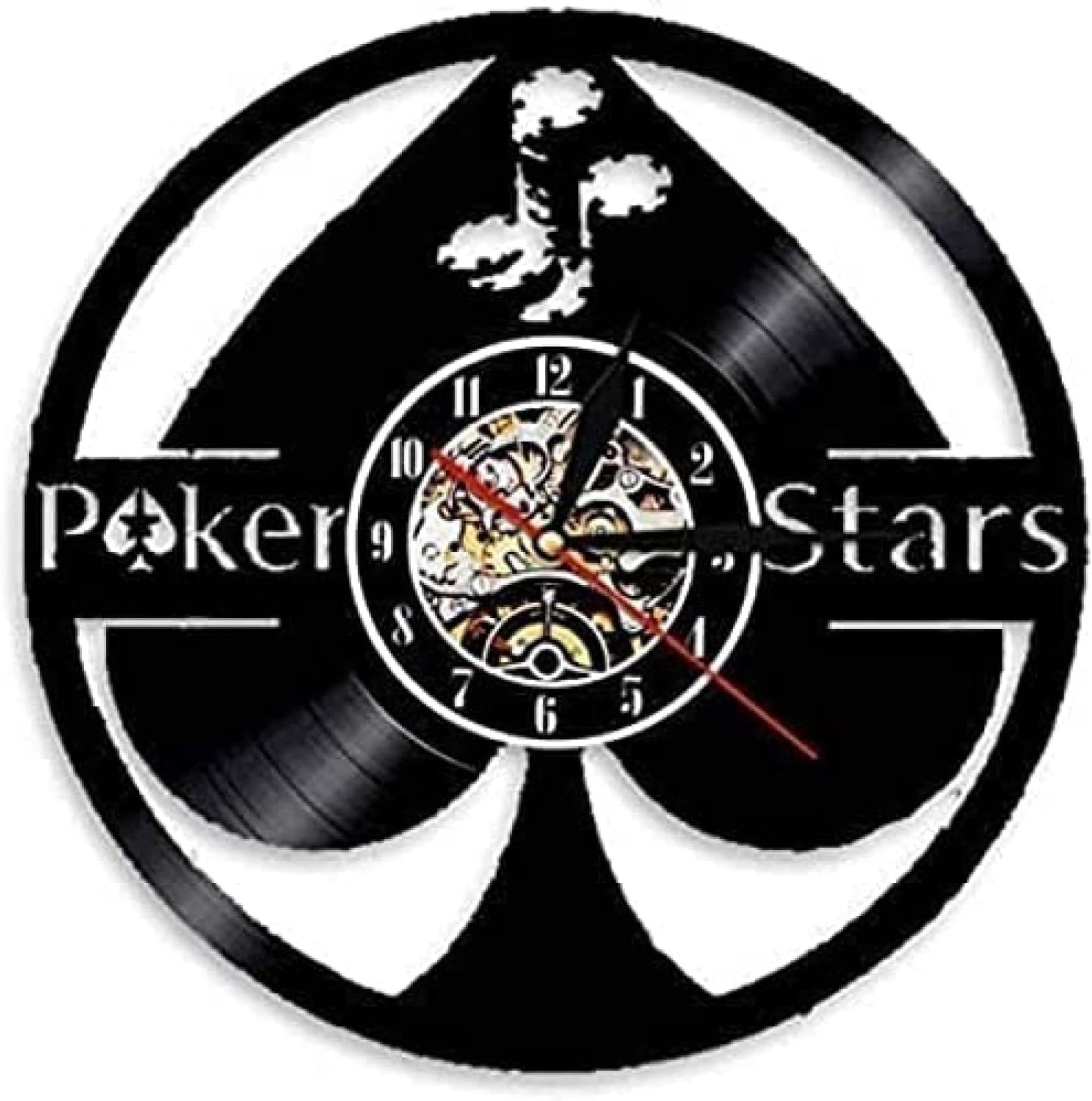 Wall Clock Ace Of Spades Pokerstars Vinyl Record Wall Clock For Game Room Playing Card Graphics Modern Design Gamblers Watch 30CM