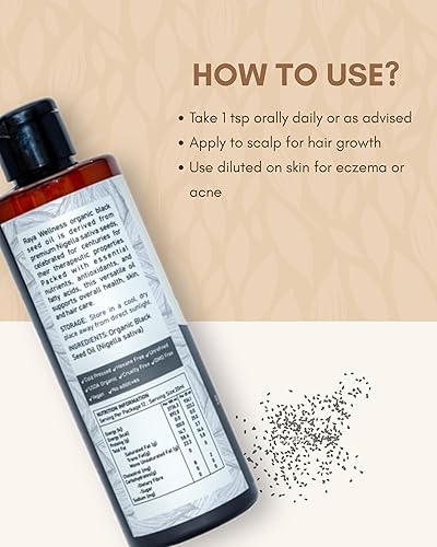 Miniatura 5 de Aceite de semilla negra orgánico prémium de 3.4 fl oz, aceite de Nigella sativa puro prensado en frío para el cabello, la piel y el bienestar