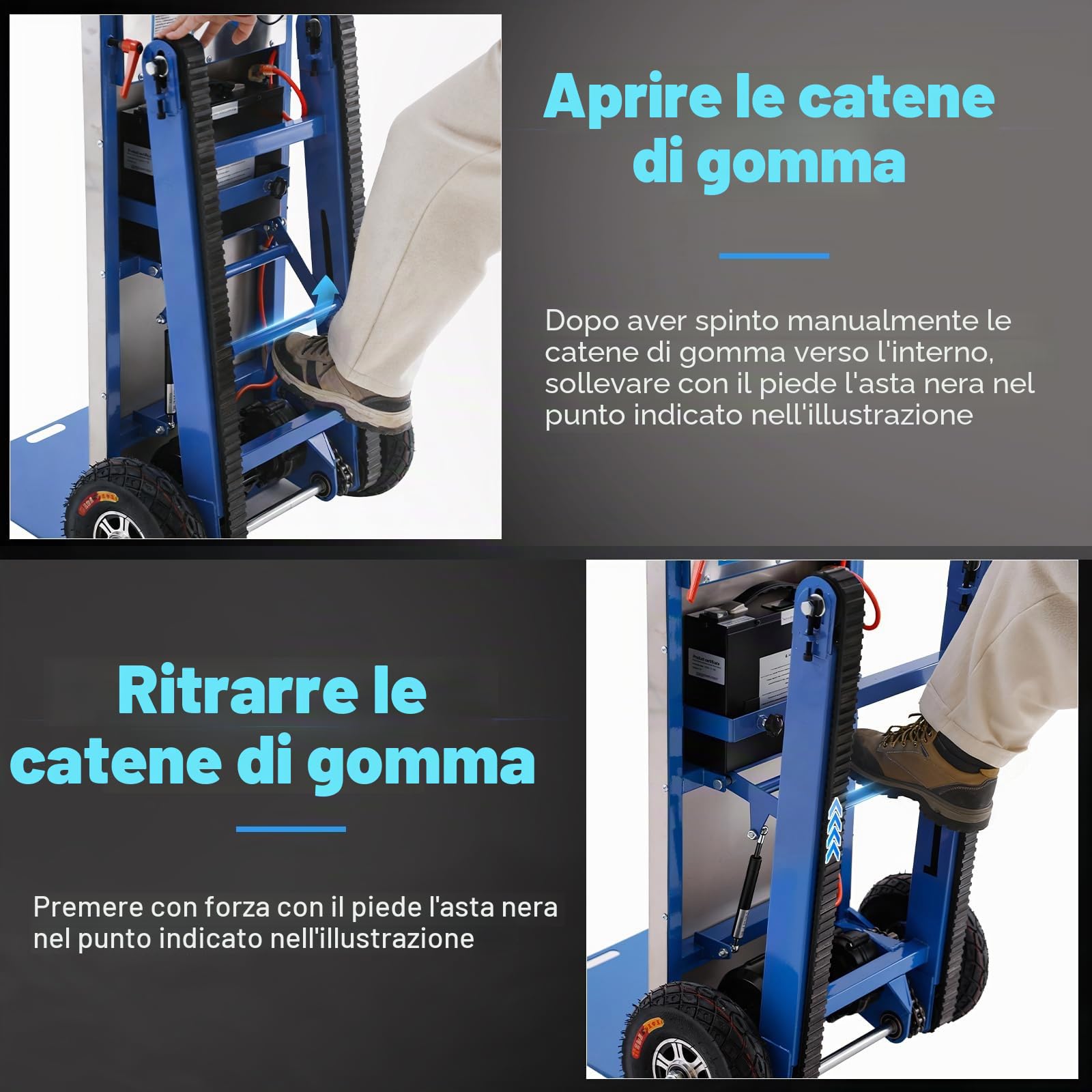 Afitdon Diavolo elettrico da 1250 W - con capacità di carico di 408 kg - per scale e discese - con corda di sicurezza e pompa ad aria - per il trasporto di mobili