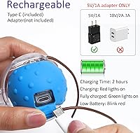 Vista 6 de Interactive Cat Toys Ball for Indoor Cats Fast Rolling on Carpet, Chirping & Motion Activate Cat Toys (Blue Centipede)