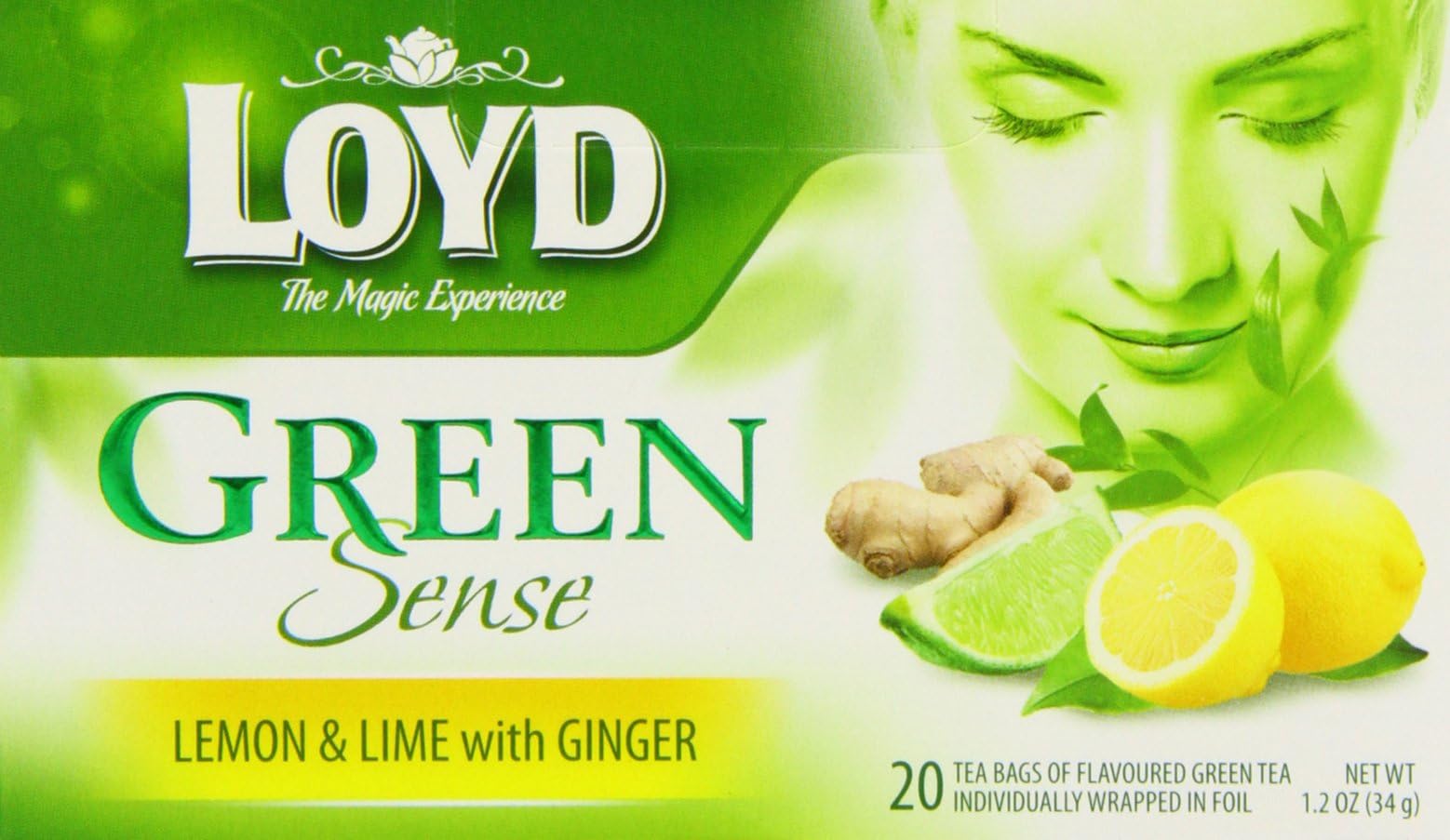 Mokate Loyd Green Sense Lemon and Lime with Ginger 20 Teabags 34 g (Pack of 8)