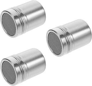 3pcs Sugar Shaker Stainless Steel for Powdered Sugar and Flour | Refillable Design, Keeps Contents Dry and Fresh, for Coffee Topping, Baking, Cocoa Dusting Random Color