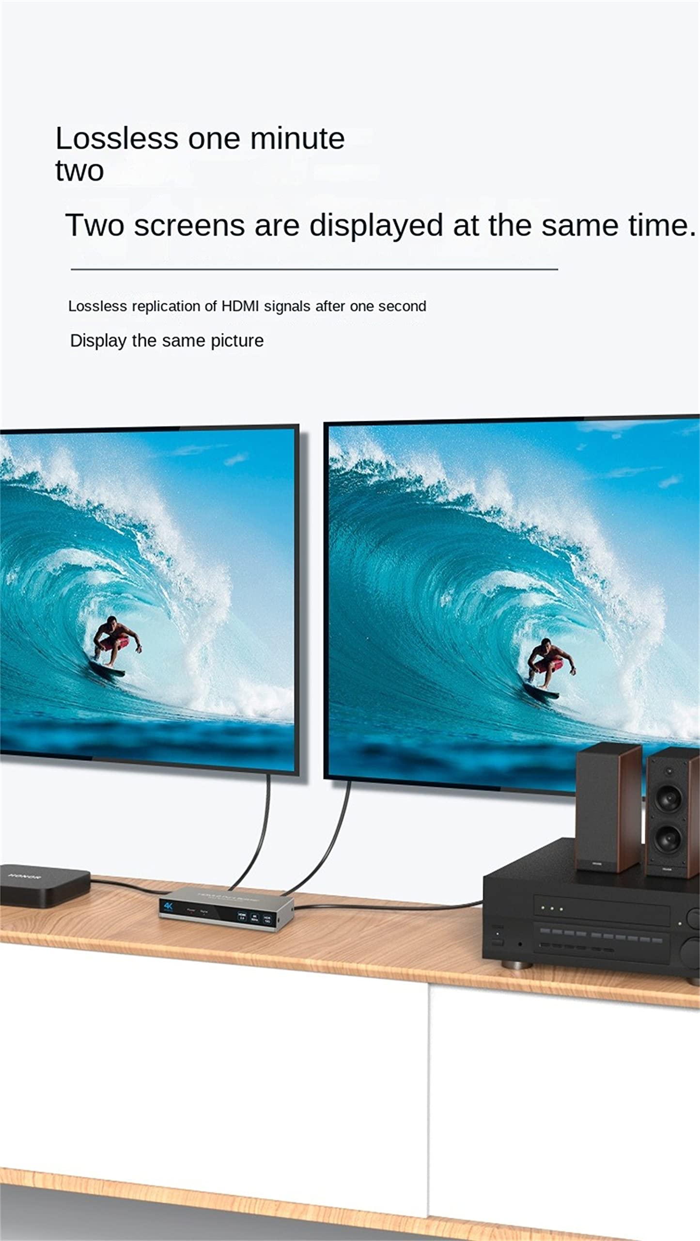 HDMI Audio Splitter 1X2 Splitter 4K60HZ, 4K 18G HDMI Distribuzione HDMI 2.0 Splitter 4K HDMI Video Audio Splitter Supporto HDR 4K 60Hz Splitter HDMI 1x2 Per TV Laptop