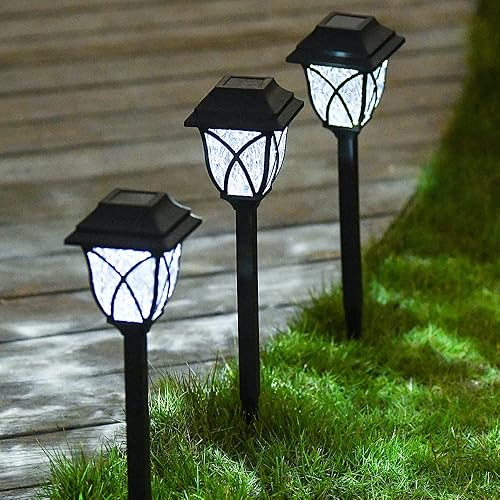 Paquete de 6 luces solares para camino, luz solar para exteriores, impermeable, automático, encendidoapagado, decoración de jardín, patio, terraza,