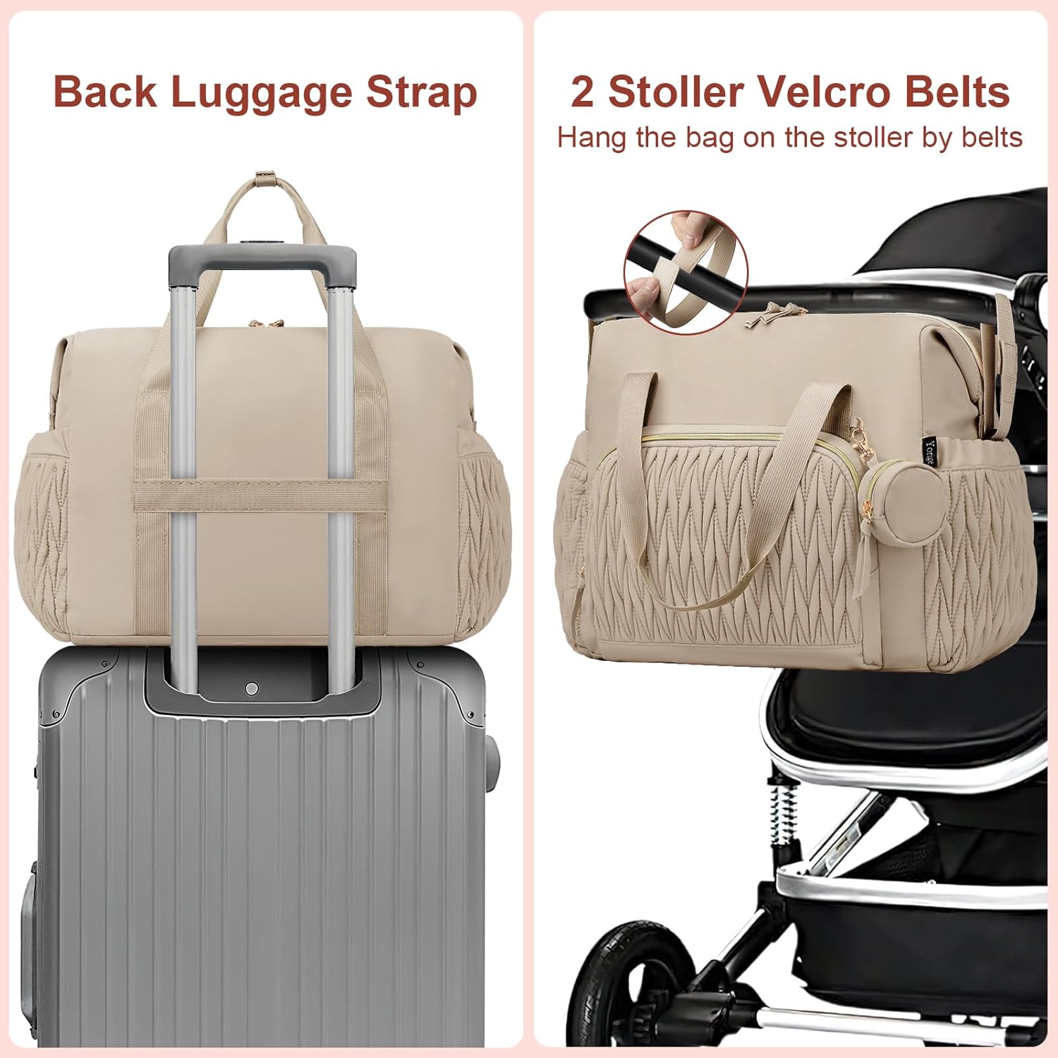Yorige Diaper Tote Bag for Baby 6pcs, Large Mom Hospital Bags with Changing Pad Pacifier Case for Labor Delivery Boy Girl