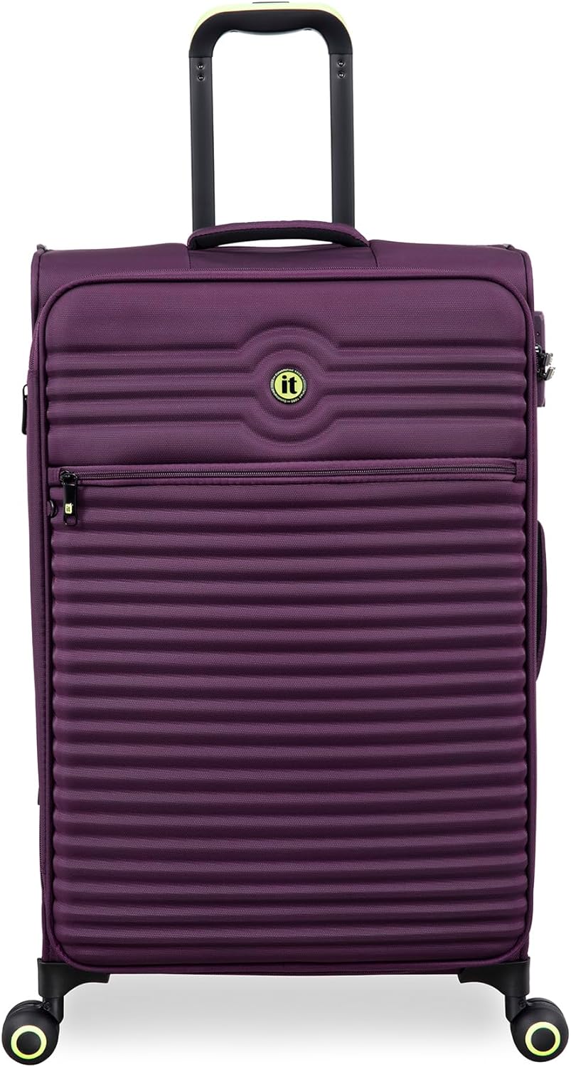 It Luggage Circulator 28" Softside Checked 8 Wheel Expandable Spinner, Italian Plum