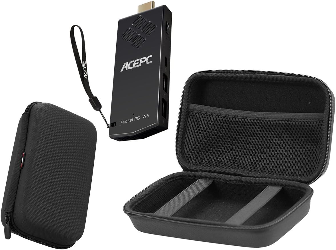 Navitech Rugged Black Hard Carry Case Mini PC Stick Holder Compatible with The Liva Mini PC