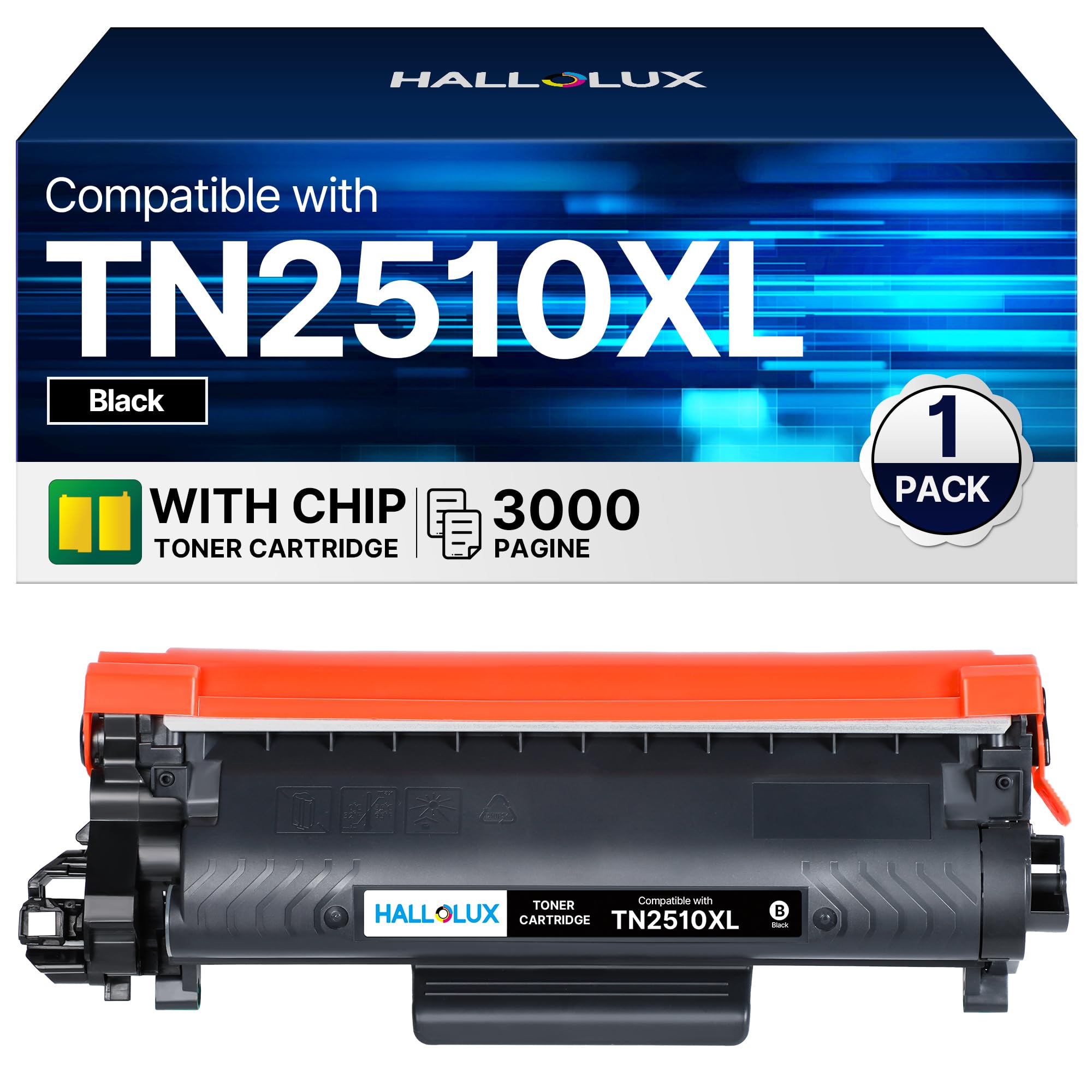 HALLOLUX TN2510XL TN2510 Toner Compatibili per Brother TN-2510 XL per MFC-L2827DW MFC-L2800DW HL-L2400DWE MFC-L2860DWE HL-L2445DW MFC-L2835DW DCP-L2665DW DCP-L2660DW DCP-L2620DW (1 Nero)
