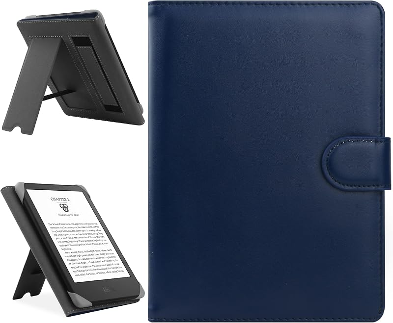 Universal Case Compatible with 6.8" Kindle Paperwhite/6" All-New Kindle 2022 & 2019/Kobo Clara HD/Kobo Clara 2E Leather Stand Cover for 6-6.8'' Pocketbook/Tolino E-Book Reader, Blue