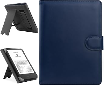 HoYiXi Universal Case Compatible with 6.8" Kindle Paperwhite/6" All-New Kindle 2022 & 2019/Kobo Clara HD/Kobo Clara 2E Leather Stand Cover for 6-6.8 Pocketbook/Tolino E-Book Reader, Blue