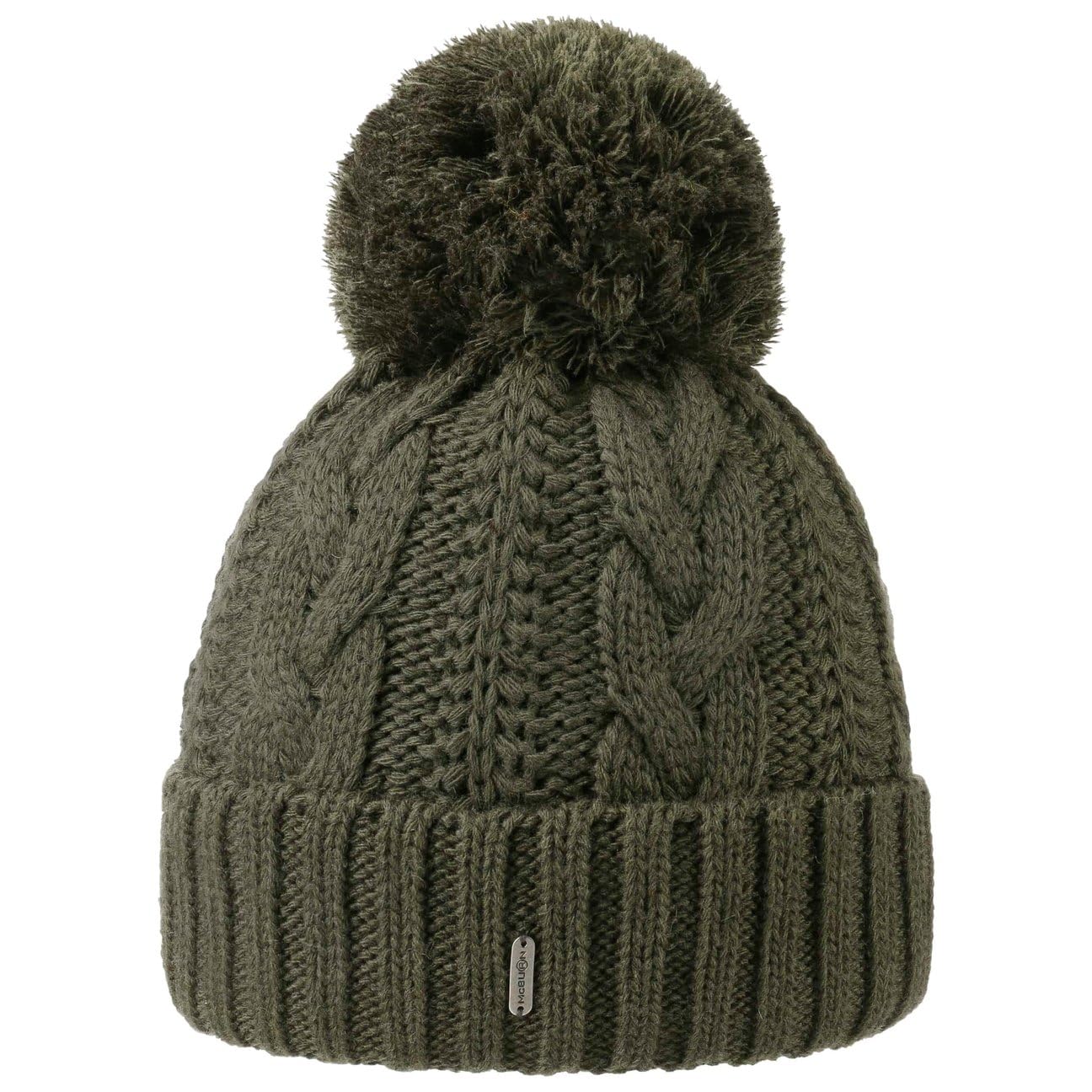 Giant Bobble Hat McBURN pompom hats winter beanie (One Size - dark green)