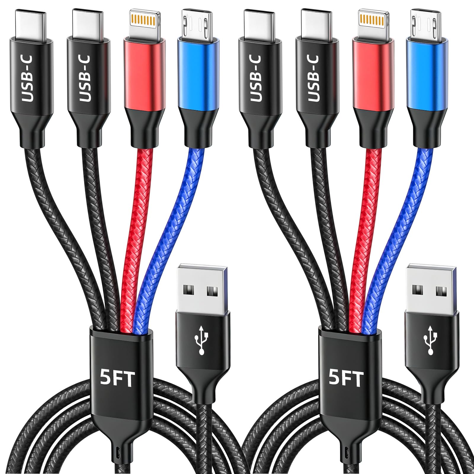 Dual TypeC 4-in-1 Multi-Ladekabel, Ladekabel für mehrere Geräte