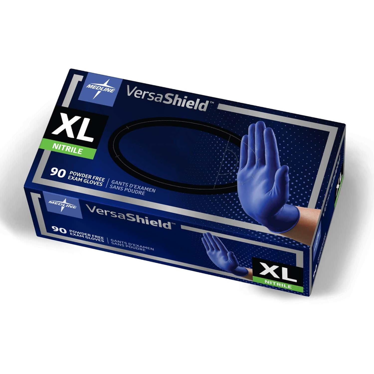 Medline VersaShield Nitrile Exam Gloves, 100 Count, Medium, Powder Free, Disposable, Not Made with Natural Rubber Latex, Thicker Glove for Extra Barrier Protection
