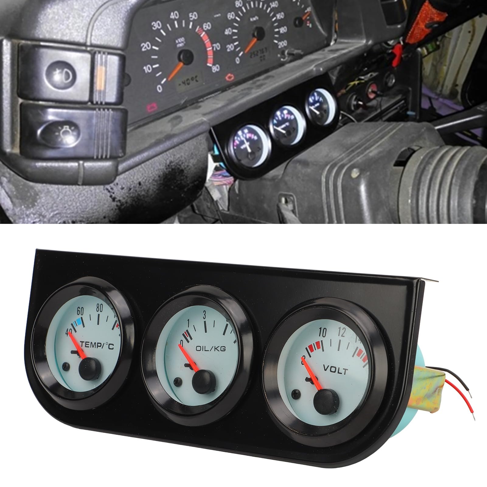 Drievoudige meterset, universele auto drievoudige meterset Watertemperatuur volt oliedrukmeter 52 mm instrument