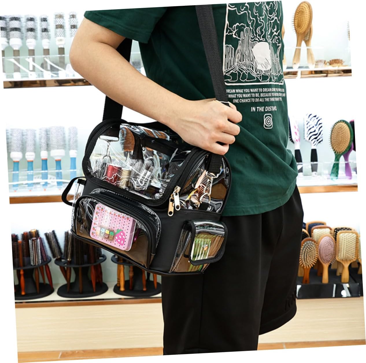 Hair Styling Tools Organizer Large Makeup Bag for Hairdressers Lightweight Tool Bag Zipper Closure for Combs Clips and Barber Supplies Transparent Design for Easy Access