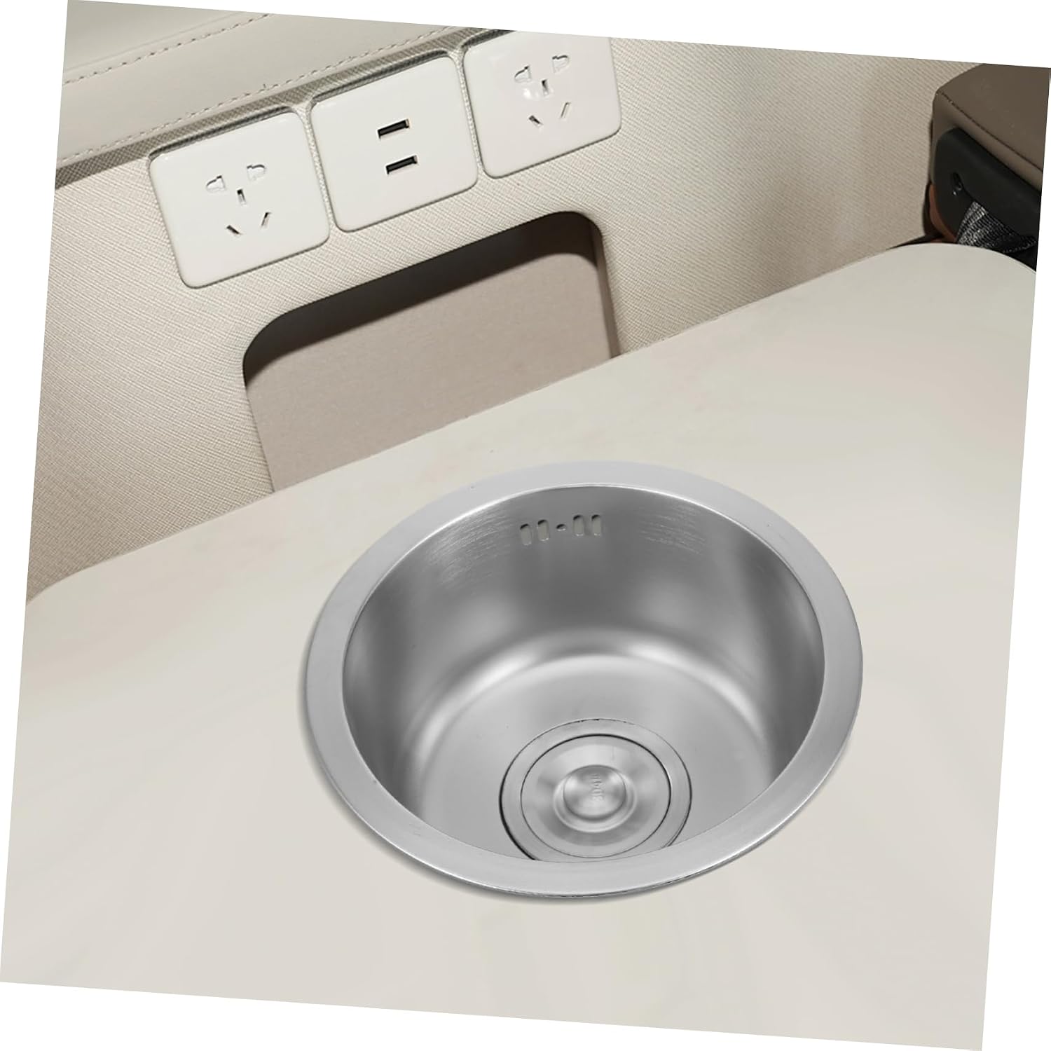 OUNONA Round Undermount Bar Sink Stainless Steel Small Kitchen Sink for Rv and Outdoor Use Single Bowl with Drain Accessories Space-saving Design