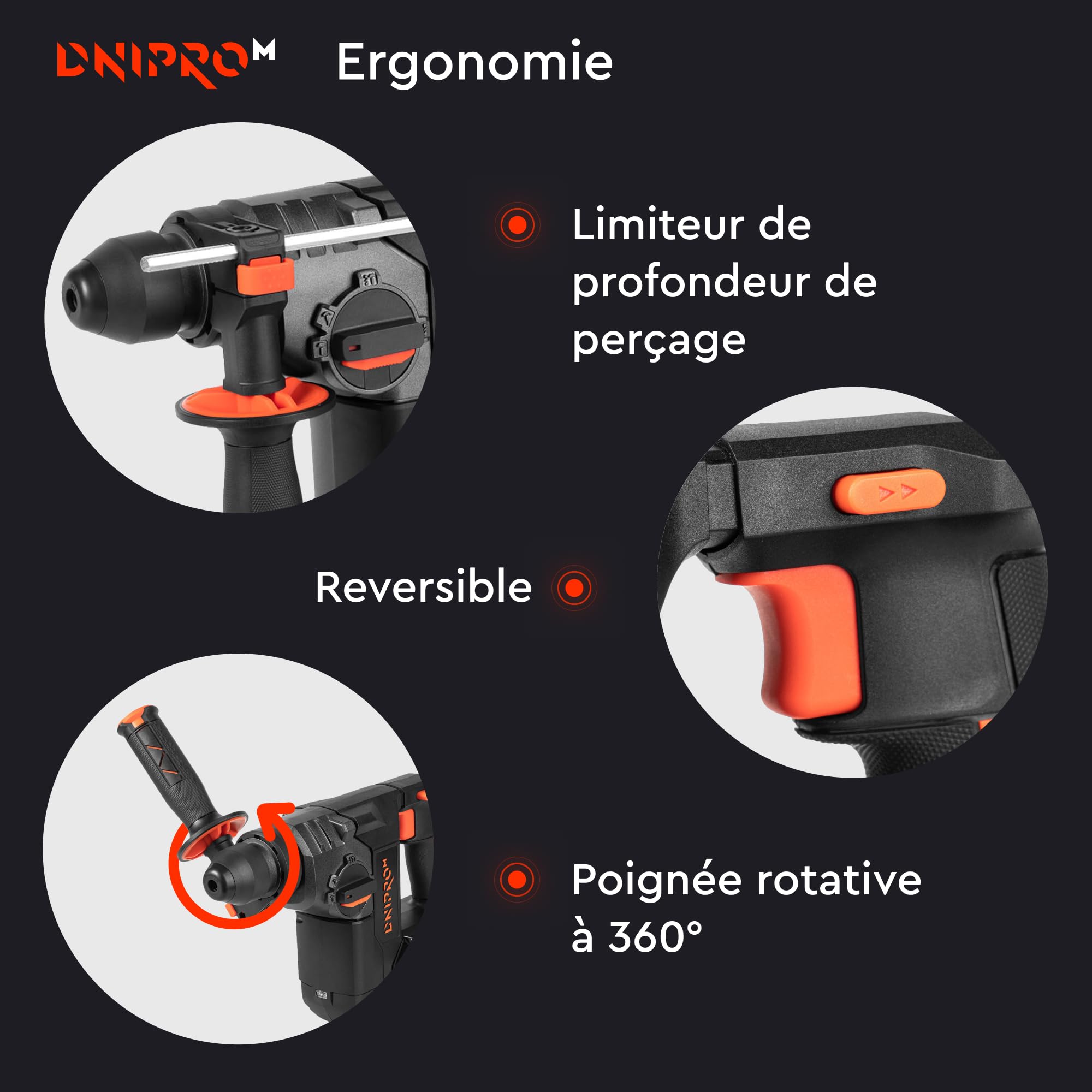 DHR-202BC ULTRA Perforateur à Batterie 20V avec Moteur Sans Balais, 2.5J, 4800 BPM (Batterie 4Ah, Chargeur Rapide, Valise)