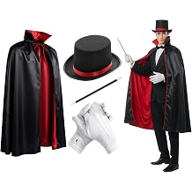 4 Pcs Red Black Magician Costume Set
