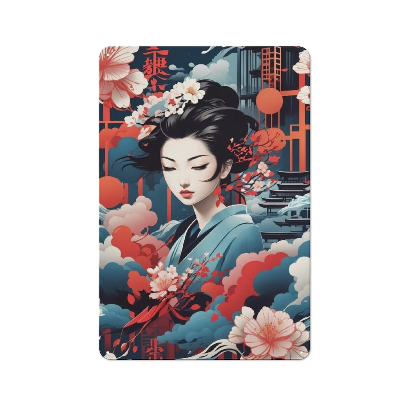 Junmoney Blossoming Dreams Metal Plaque 30X20cm With For Hallway Wall, Retro Decor, For Wall Display Collectors
