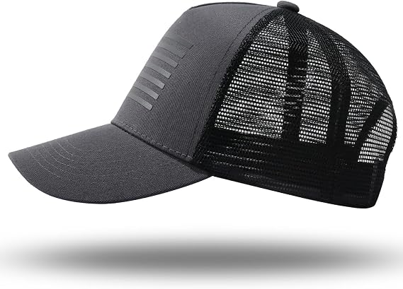 American Flag Trucker Hat - Snapback Hat, Baseball Cap for Men Women - Breathable Mesh Side, Adjustable Fit - for Casual Wear