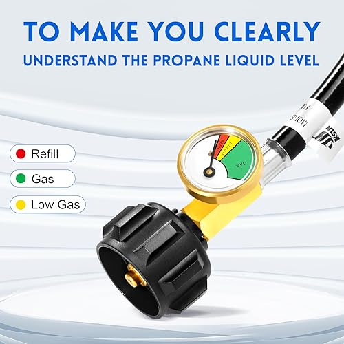 Miniatura 5 de GasSaf Manguera adaptadora de propano de 8 pies, conexión de 1 libra a 20 libras, manguera de tanque de propano y calibre para Mr Heater Buddy,