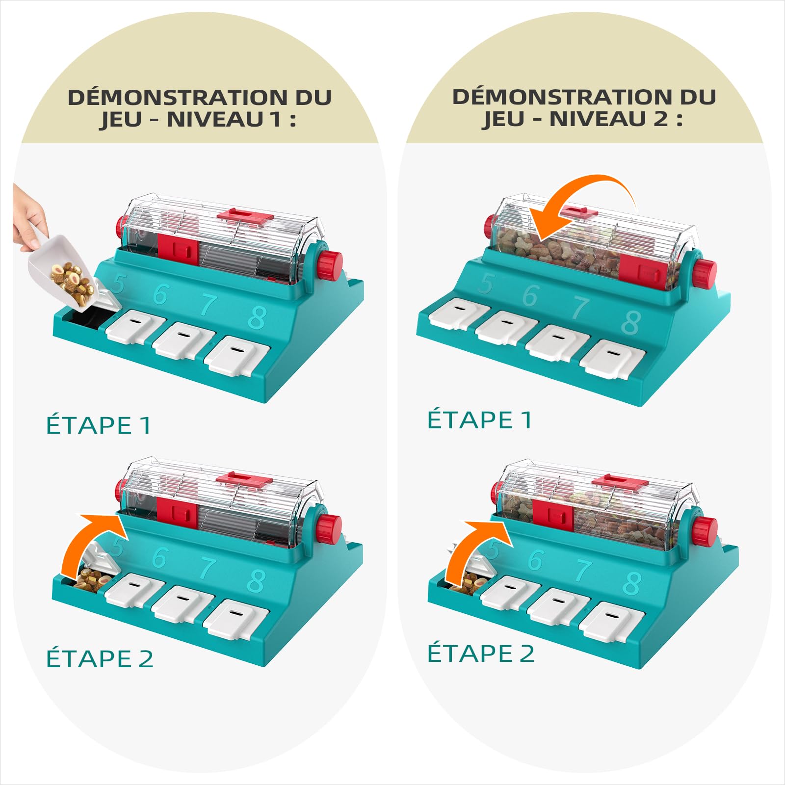 KADTC Hundespielzeug, Puzzle, mittelgroß/extra/groß, selbstspielend, Spinning N' Eat, Futterkapazität 400 g, verstellbar, langsamer Feeder FR