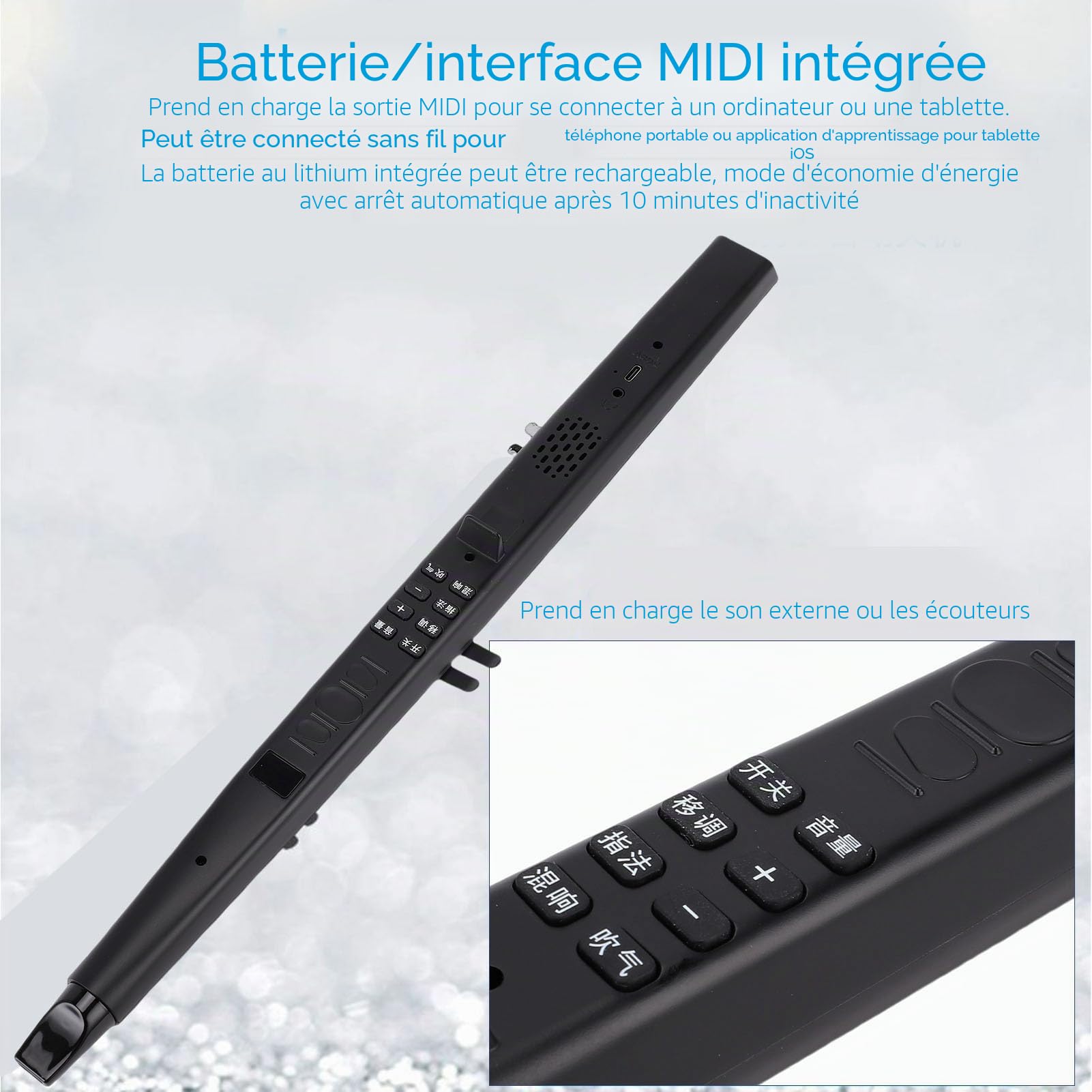 Saxophone électronique, mini-connectivité USB MIDI Saxophone électronique avec 13 Tons, Synthétiseur D'instruments à Vent Numérique, Construit en Haut-parleur HIFI 2W