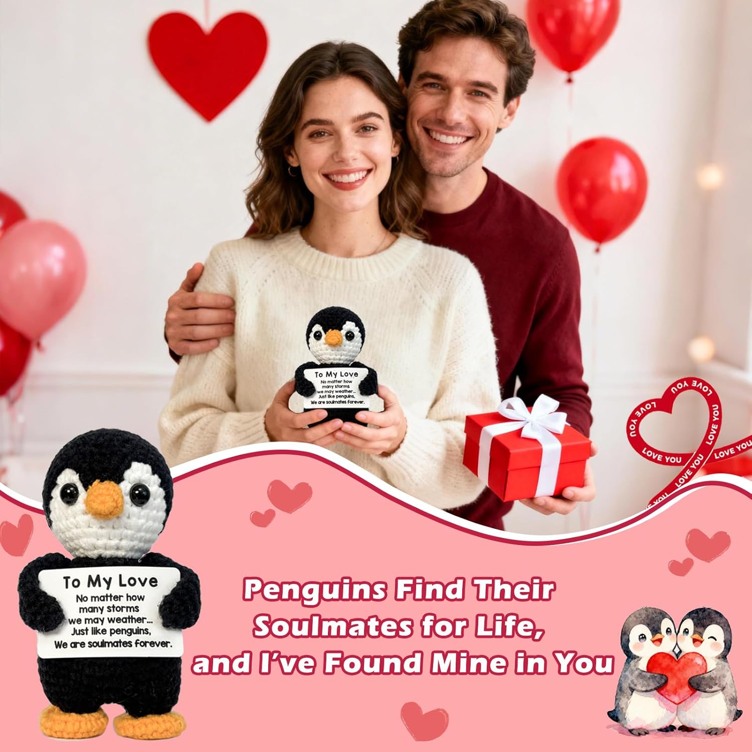 To My Love Handmade Crochet Penguin-Gifts for Him Her Boyfriend Girlfriend Birthday Christmas,Wedding Anniversary Valentines Day Gift for Women Men-Romantic I Love You Gift for Couples Wife Husband - Image 7