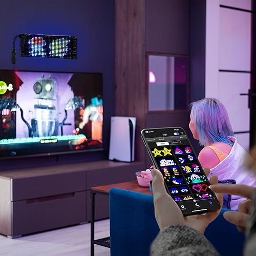 Miniatura 4 de Letrero LED para automóvil, 7 x 3 pulgadas, señal digital flexible, control de aplicación de 5 V, letrero LED de desplazamiento programable para