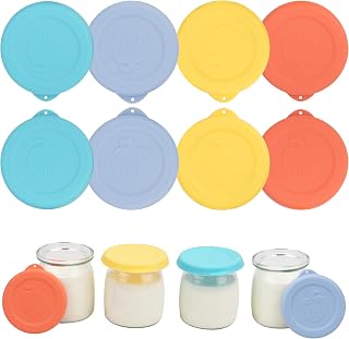 8PCs Silicone Replacement Lids for Ultimate 6oz Yogurt Jars, Silicone Yogurt Jar Lids, Jar Covers, Perfect for Yogurt, Oatmeal, Pudding, Freezer Dishwasher Microwave Safe (Jars NOT Included)
