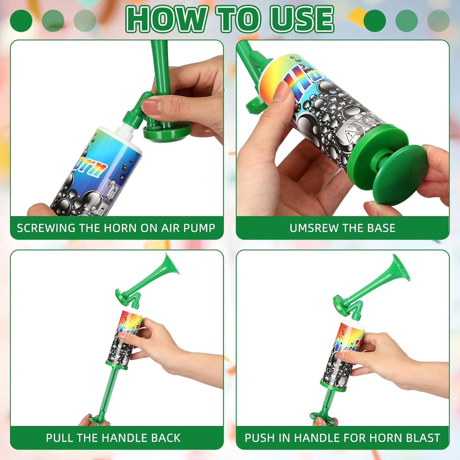 Sratte 20 Pieces Mini Air Horn Hand Pumps Hand Held Loud Sound Football Horn Noisemakers Gift for Adults Football Birthday Graduation Sporting Events Contest Celebrations Party Goodie Bag Fillers