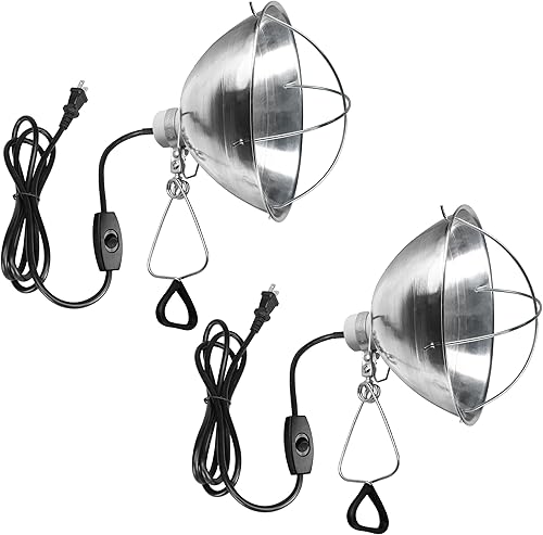 Simple Deluxe - Paquete de 2 lámparas de abrazadera con reflector de aluminio ajustable de 10.5 pulgadas y cable de 6 pies, hasta 250W, enchufe E26