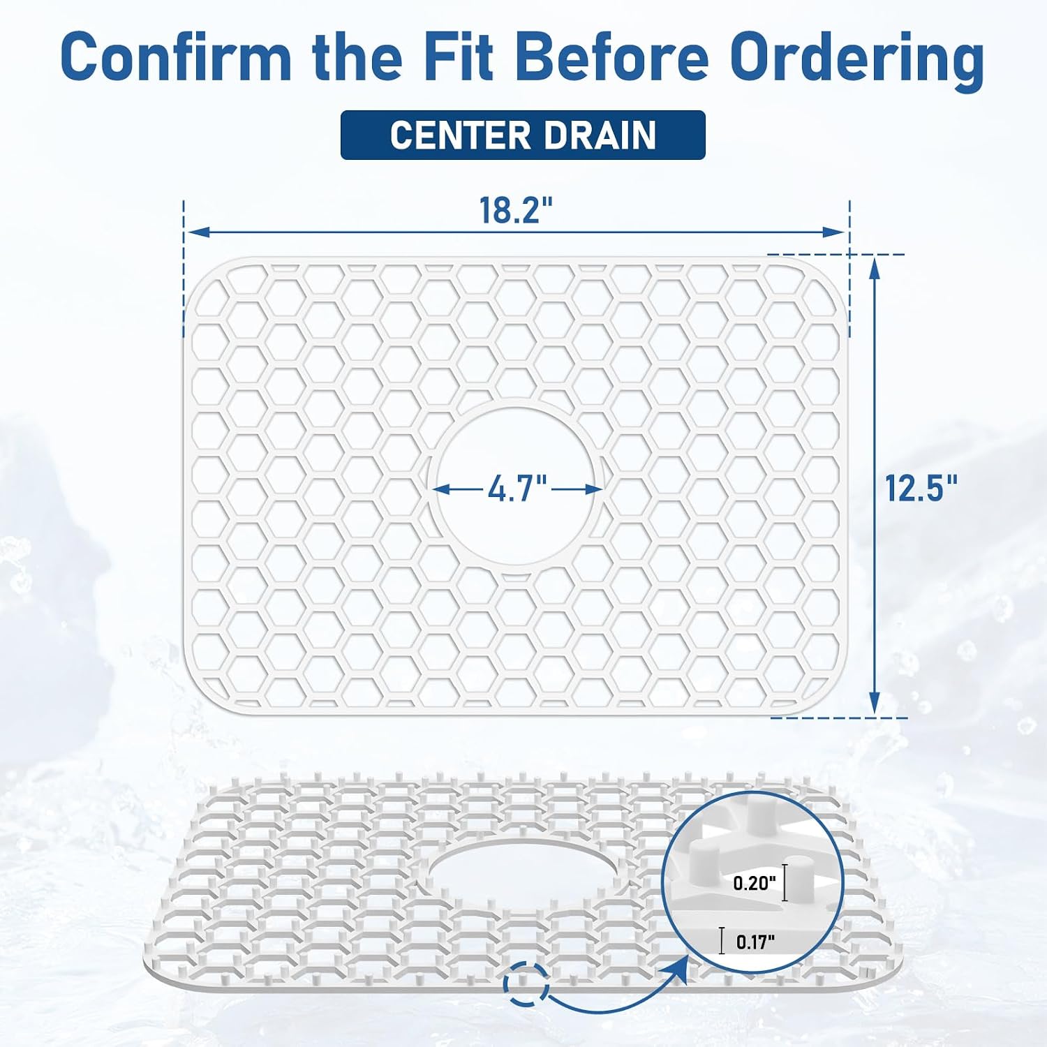 Bestjing Silicone Sink Protectors for Kitchen Sink-18.2"x12.5" Center Drain image 2