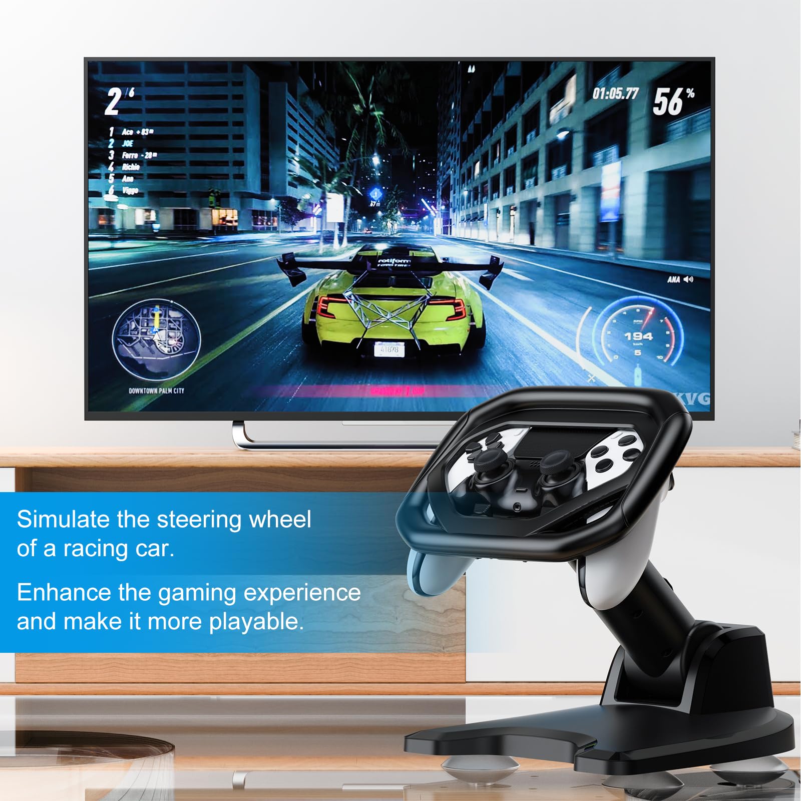 Supporto per volante da corsa per PS5/PS5 Elite, supporto per volante con 4 ventose da tavolo per controller PlayStation 5 Dualsense, più robusto e affidabile per corse immersive