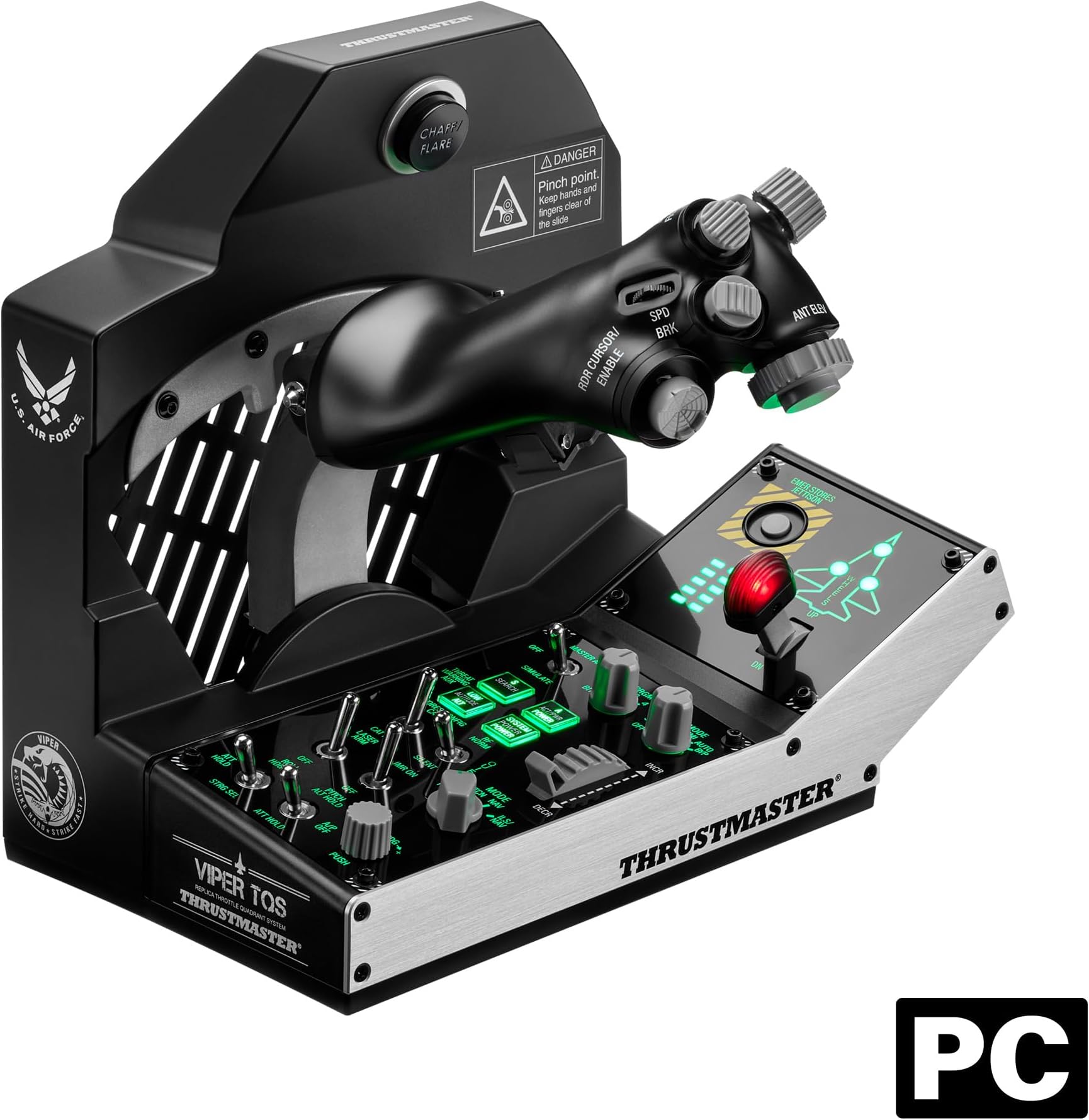 Thrustmaster Viper TQS Mission Pack: Metal Throttle Quadrant System, Throttle and Control Panel Included, 64 Action Buttons, 6 Axes, Licensed by the U.S. Air Force (Compatible with PC)