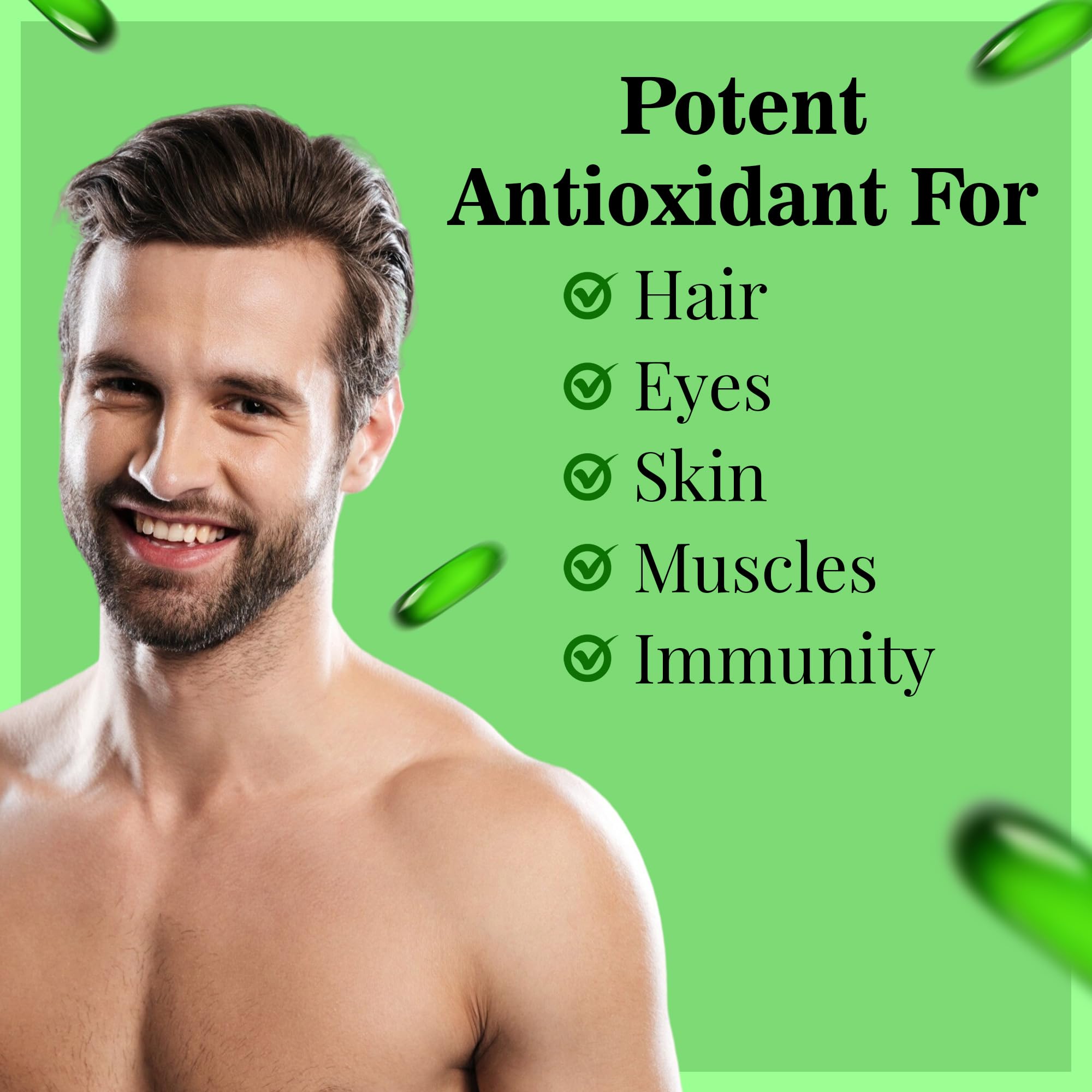 Healing Pharma - Evibrook 400 mg Vitamin E Capsule for Face, Skin and Hair | Vitamin E Supplements for Men and Women - 10 Caps x 4 Strip — Amazon image 3