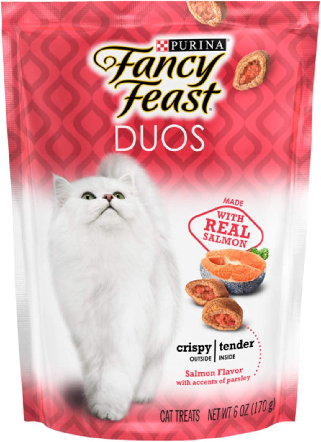 Purina Fancy Feast Cat Treats, Duos Salmon Flavor With Accents of Parsley - (6) 6 oz. Pouches