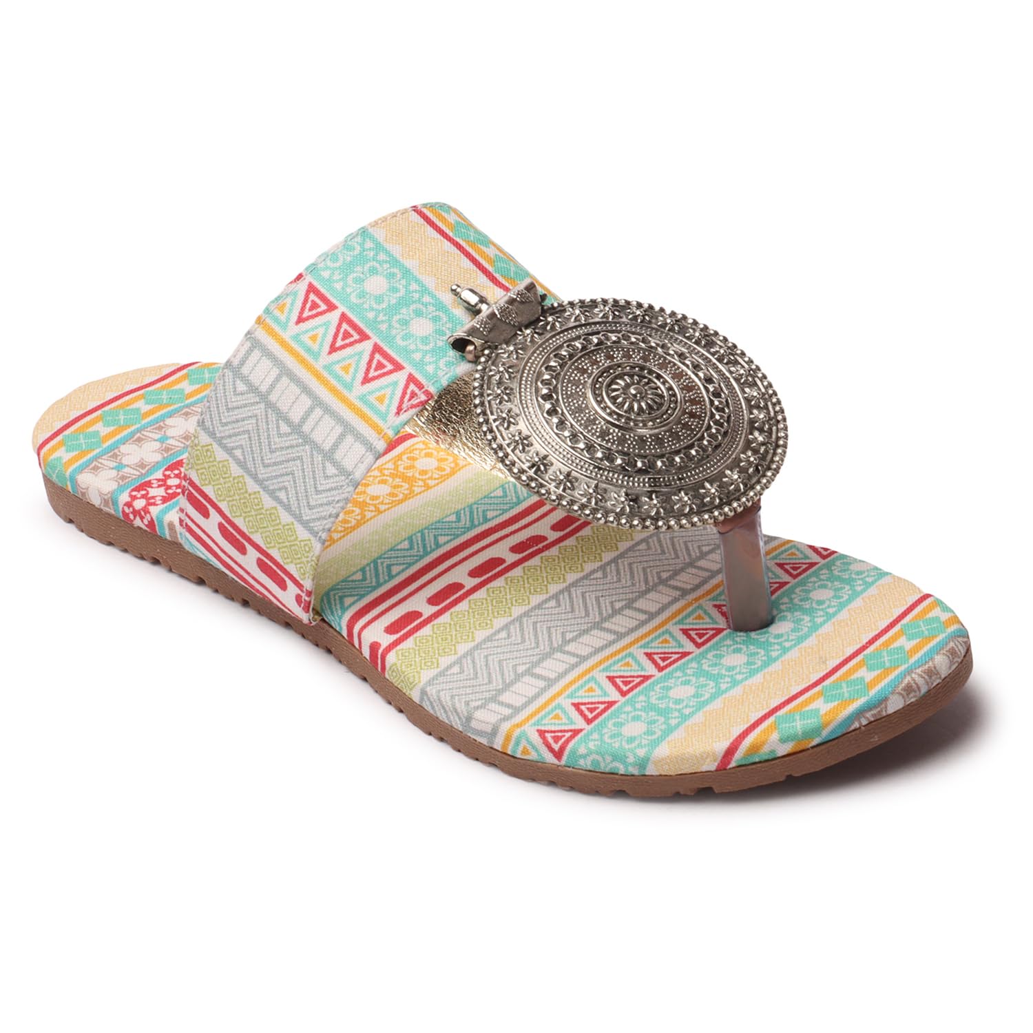 Womens Banjara Style Rajasthani Chappal Ethnic Flats Sandal, Traditional Slip-On Slipper (White) (B0CPF3W9CV) Amazon Price History, Amazon Price Tracker