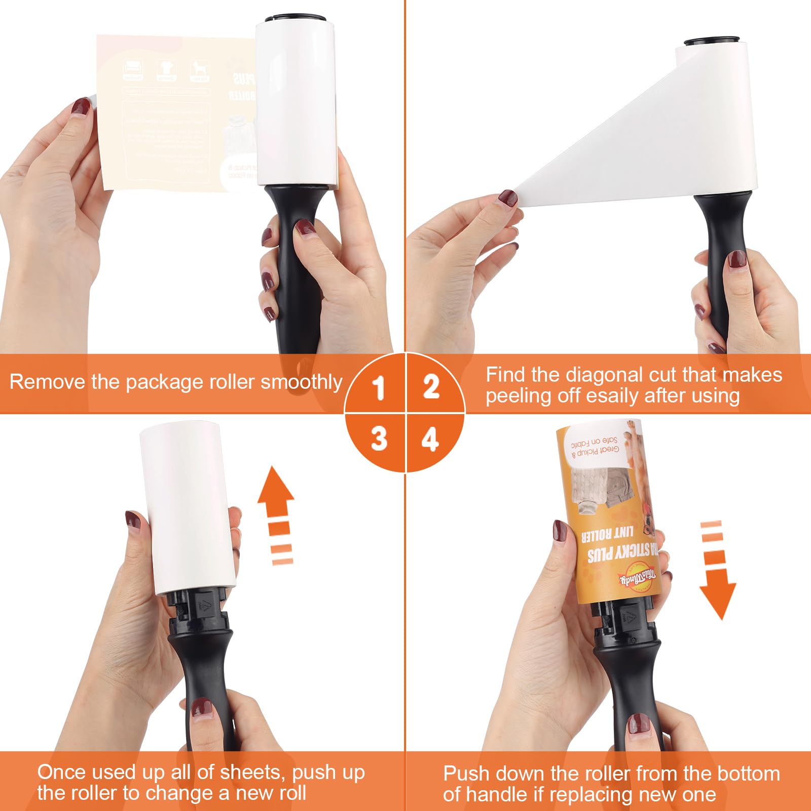 WulaWindy Lint Roller for Pet Hair, Extra Sticky Lint Rollers Pet Hair Remover for Clothes, Work Great on Pet Hair Value Pack (4 Pack) - image 4