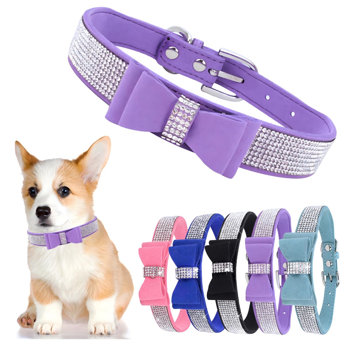 Bowtie Diamante Dog Collar