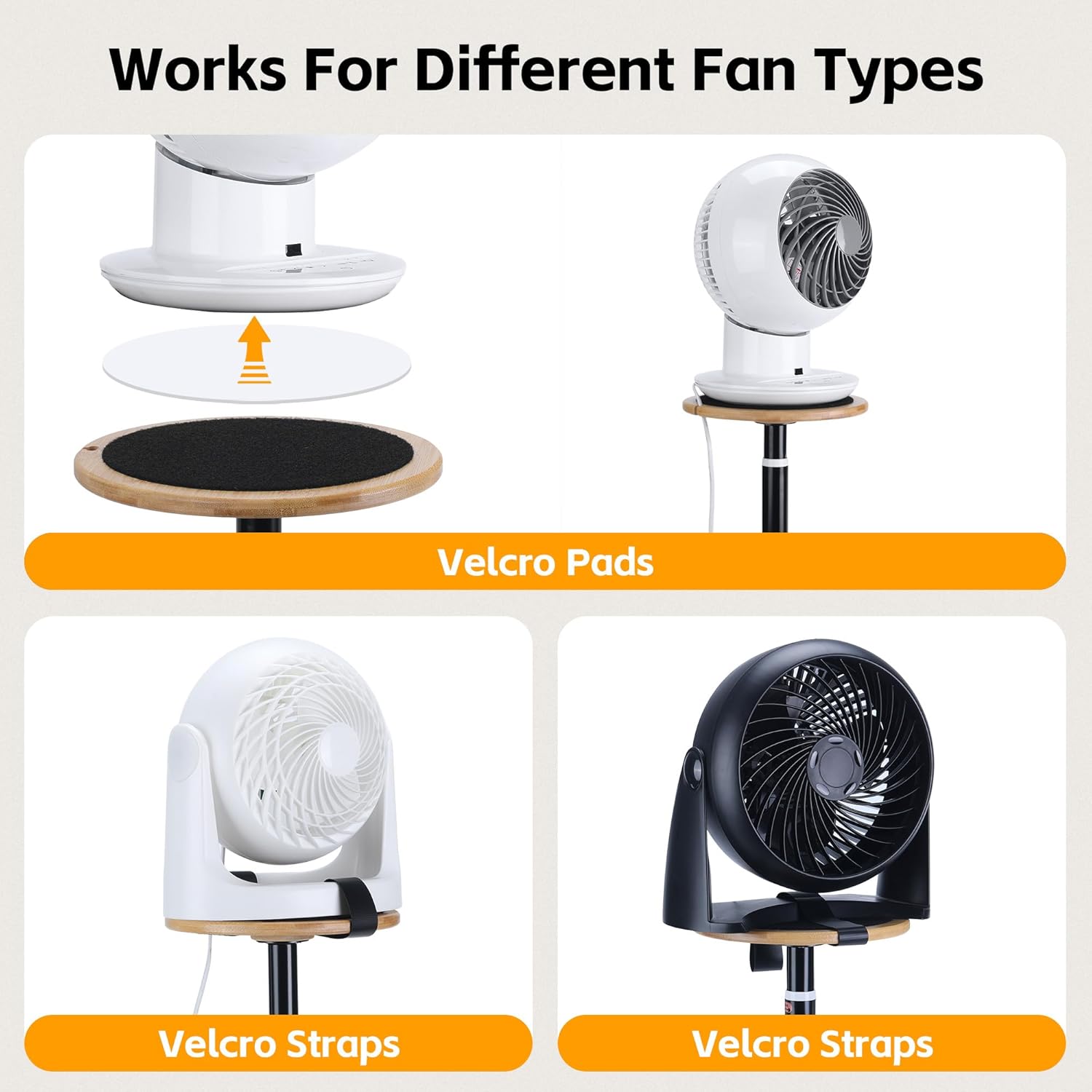 Adjustable Fan Holder for Dorm Room, Bunk & Lofted Bed, College & Office Essentials, Horizontal & Vertical Clamping, Adjustable Height & Distance Design (Bamboo)