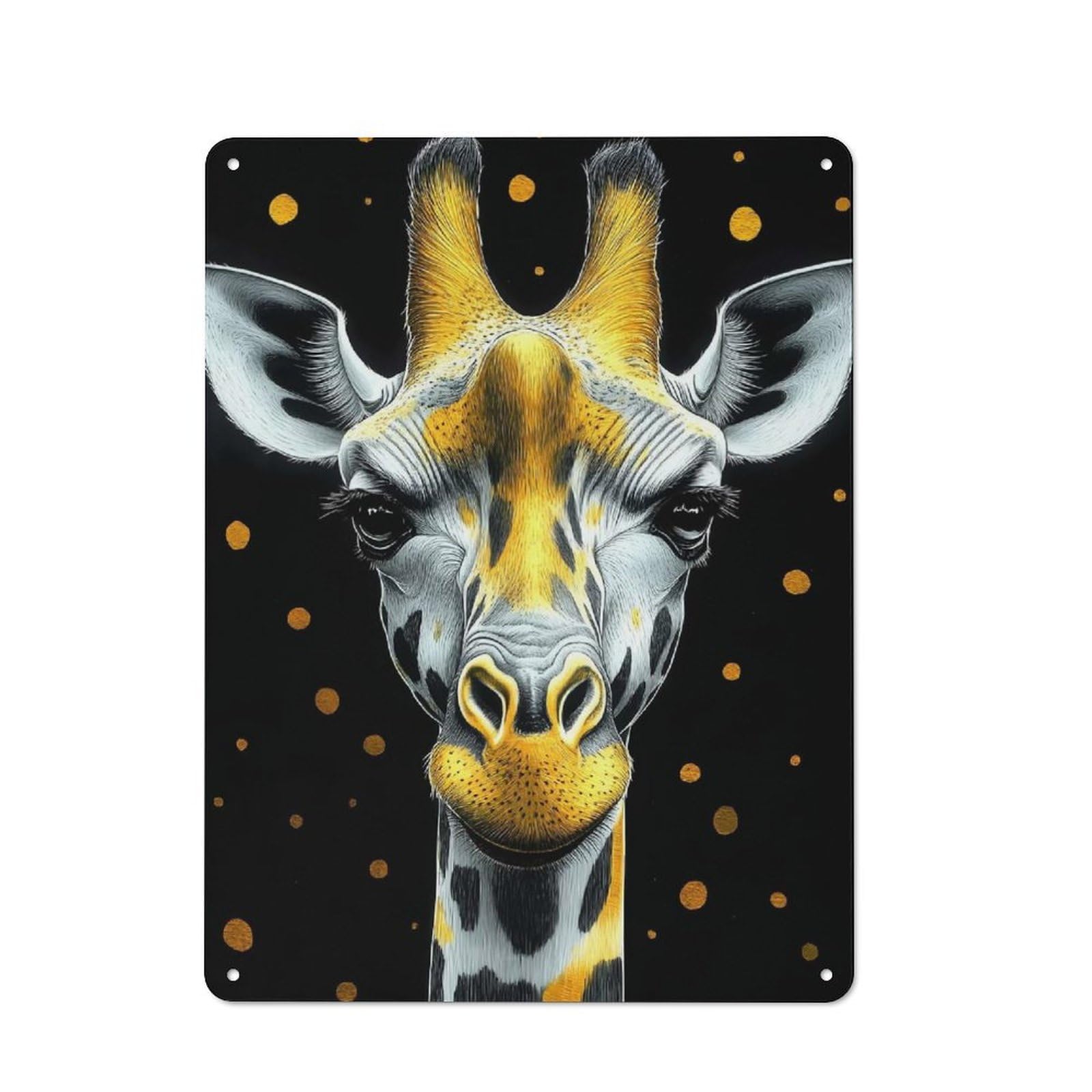 Vintage Golden Giraffe Portrait Animal Metal Plaque 40x30cm, Kitchen Wall Decor for Restaurant, Kitchen, Counter Or Breakfast Nook